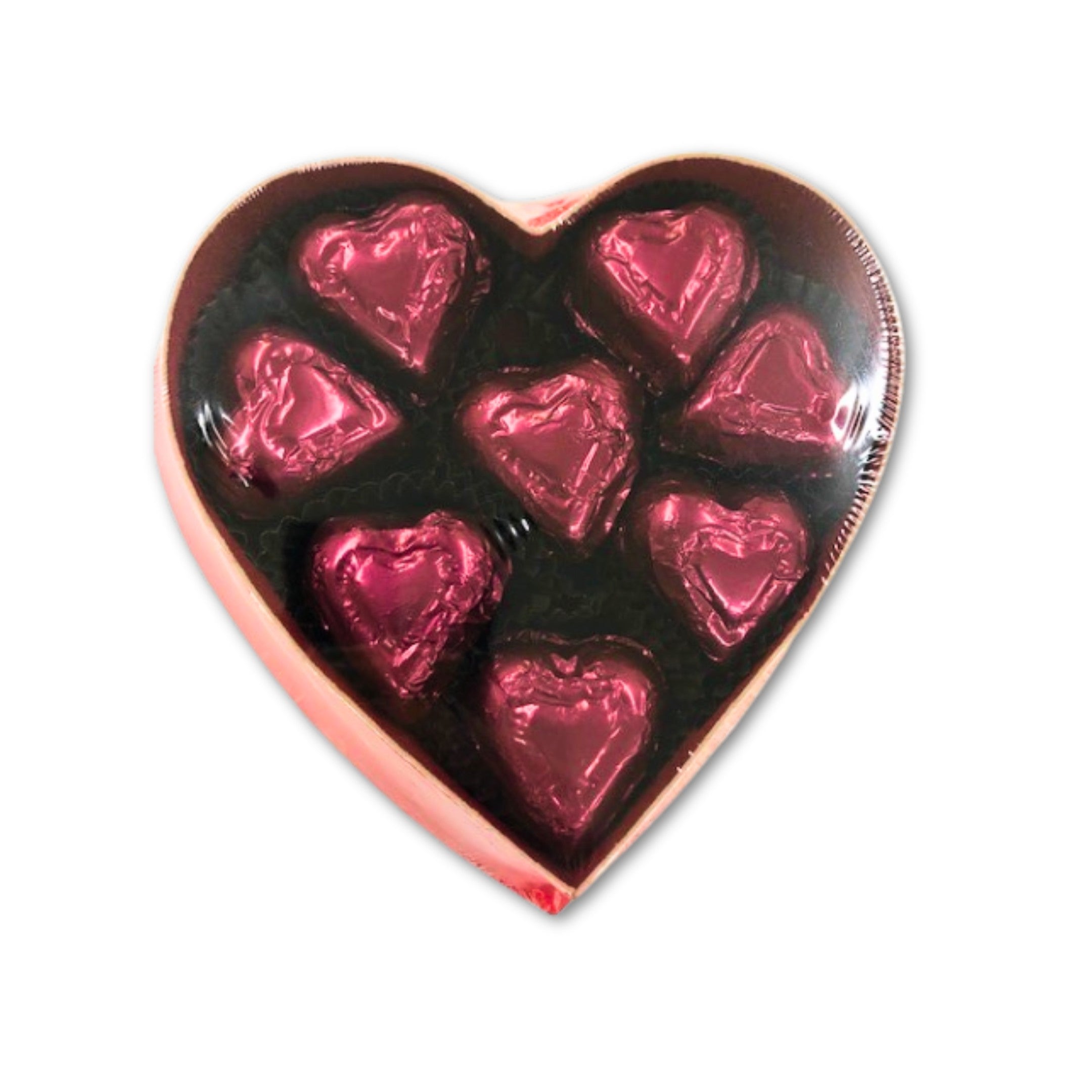 16 pc 72% Dark Chocolate Foiled Hearts in a Heart Box