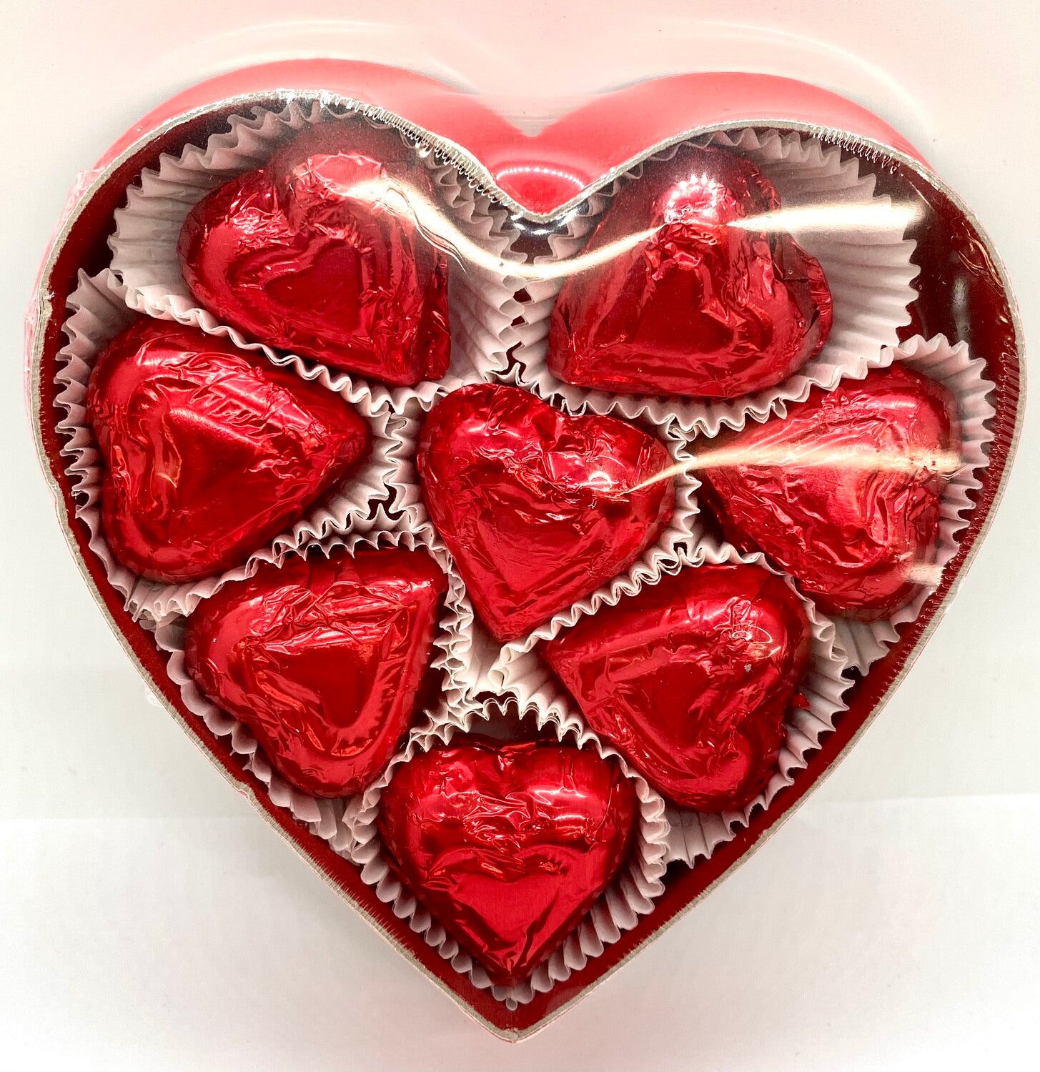 16 pc Milk Chocolate Foiled Hearts in a Heart Box