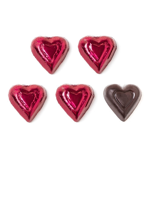 4 oz - 72% Dark Chocolate Foiled Hearts